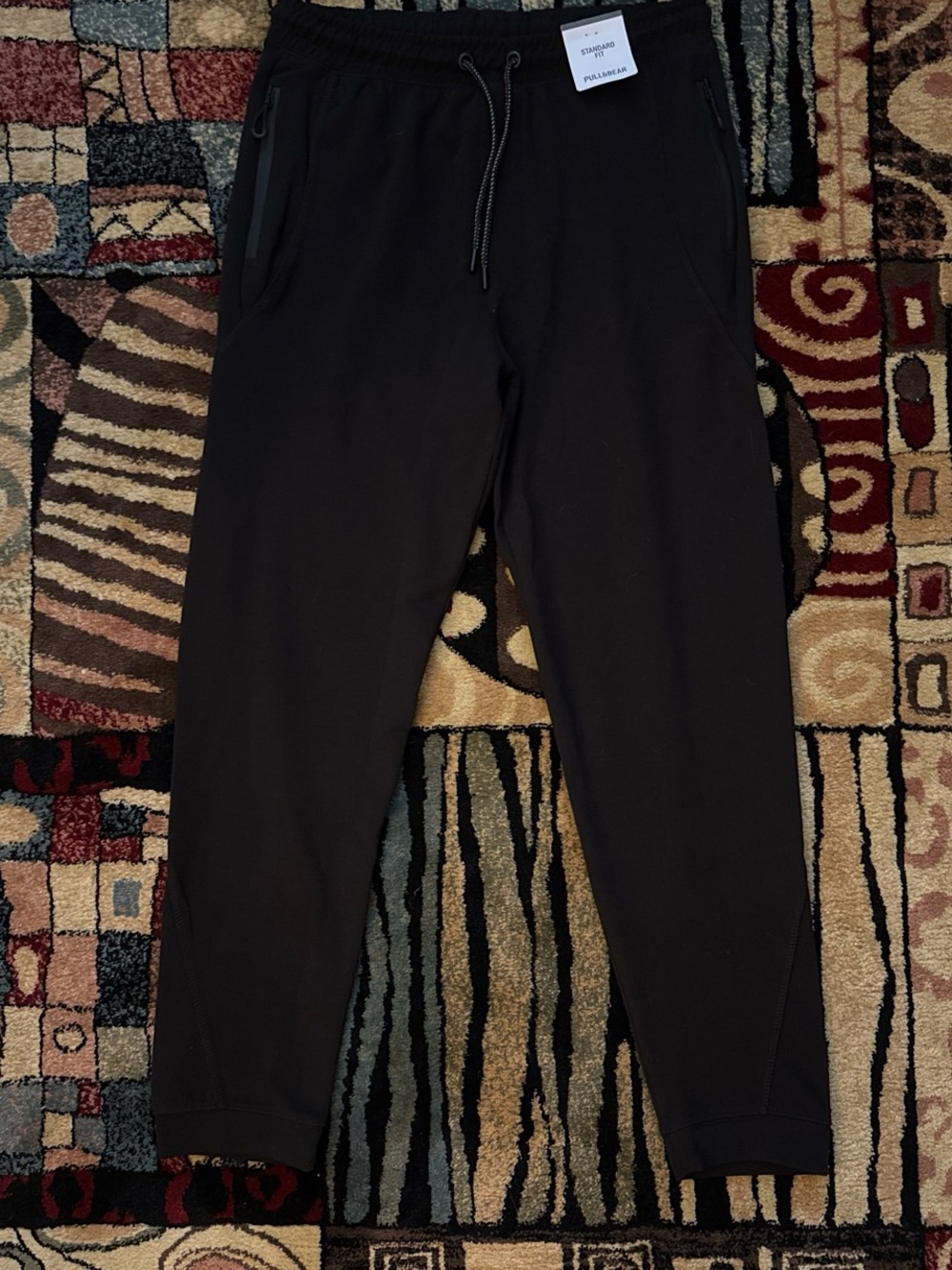 Pull&Bear Black Men's Jogger Pants with Drawstring
